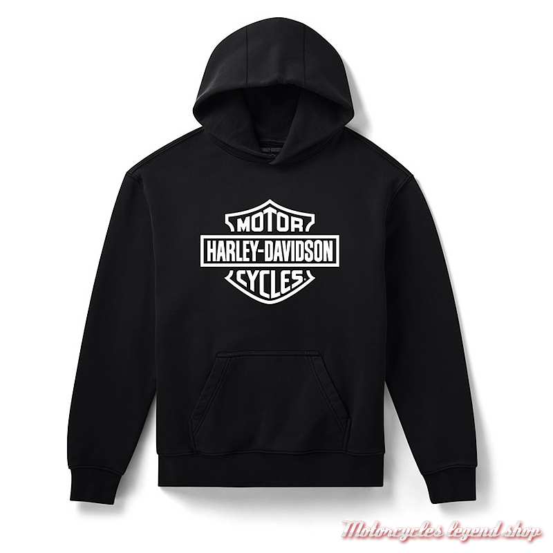 Sweatshirt à capuche Bar & Shield black Harley-Davidson homme, coton, poly, 96406-26VM