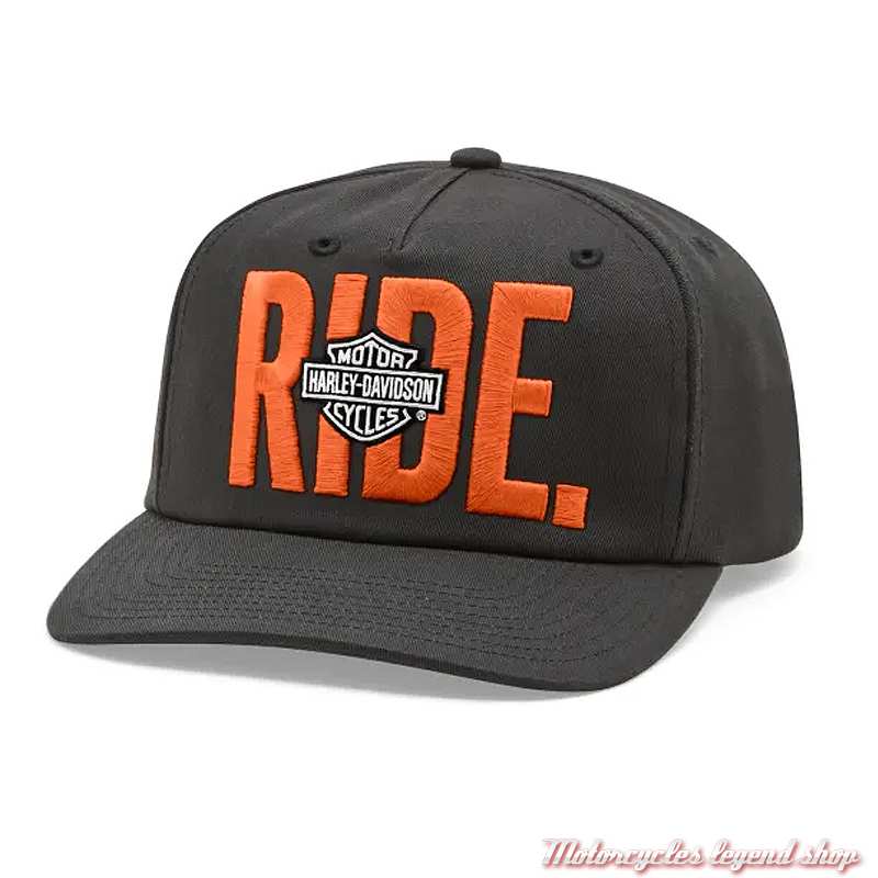 Casquette Ride Harley-Davidson, noir, visière plate, réglable, 97772-26VM