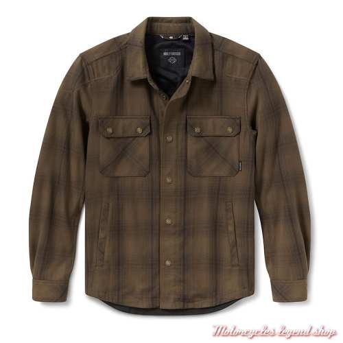 Chemise Operative Riding à carreaux kaki/noir homme Harley-Davidson, CE, 97151-26VM 