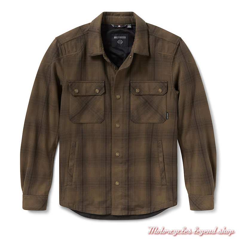 Chemise Operative Riding à carreaux kaki/noir homme Harley-Davidson, CE, 97151-26VM 