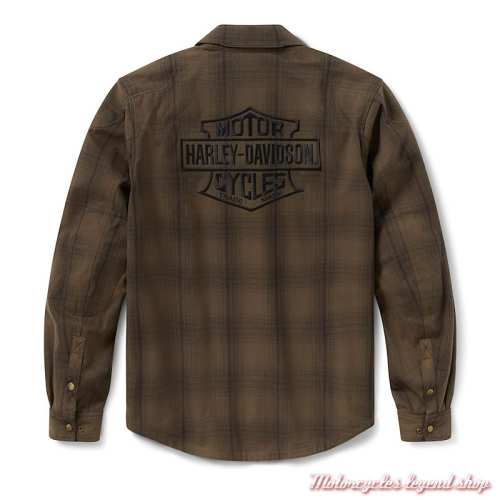 Chemise Operative Riding à carreaux kaki/noir homme Harley-Davidson, CE, dos, 97151-26VM 