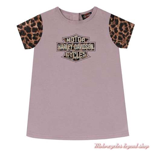 Robe Leopard fille Harley-Davidson, rose, manches courtes, coton, poly, 9013626