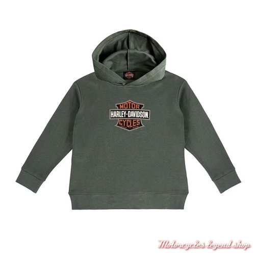 Sweatshirt à capuche Bar & Shield enfant Harley-Davidson, kaki, coton, poly, 6583603