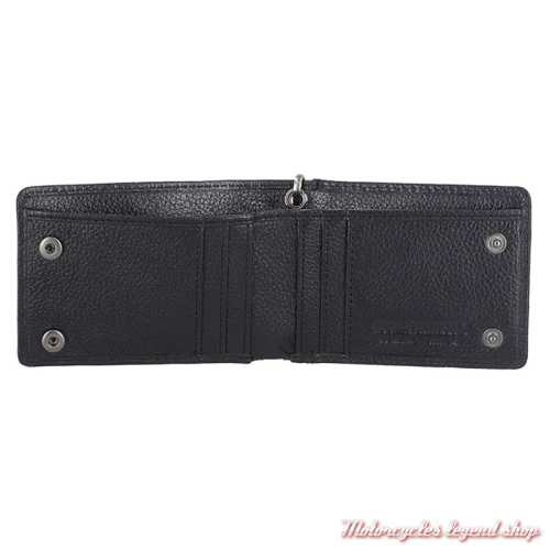 Porte carte en cuir Bar &amp; Shield Orange Harley-Davidson, chaine amovible, noir, intérieur, MWM096/08