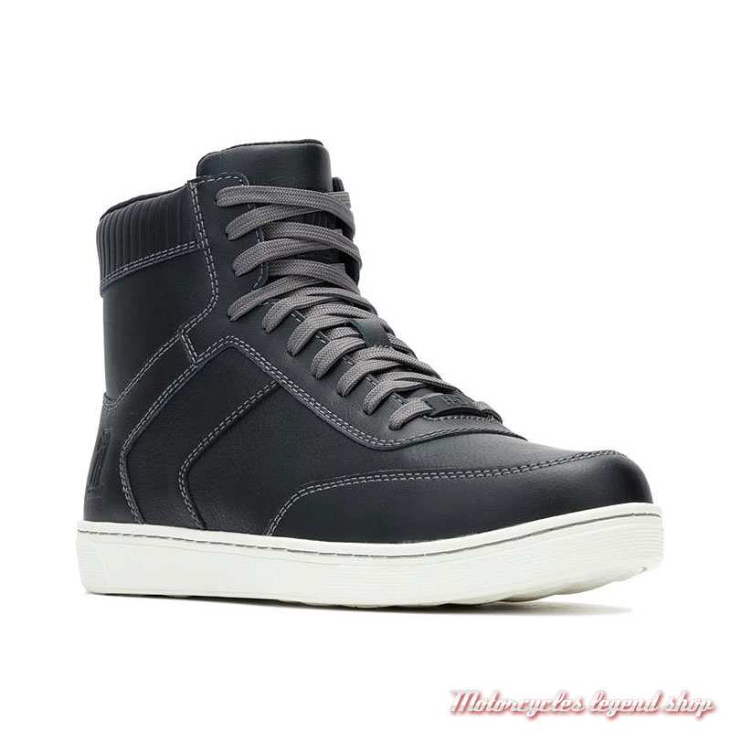 Baskets Grady black Harley-Davidson homme, waterproof, lacets gris, externe D97333