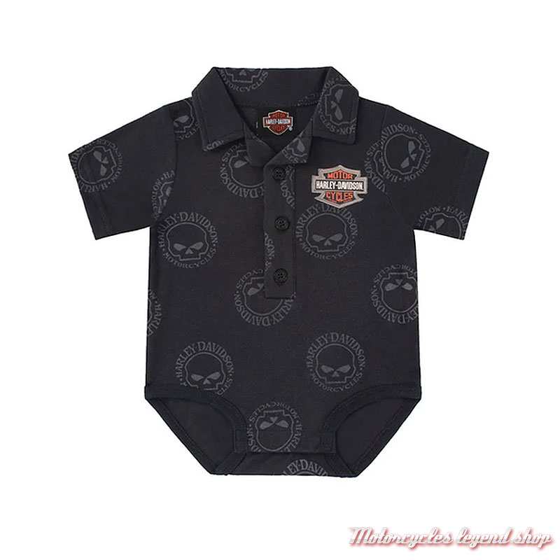 Body Willy G bébé garçon Harley-Davidson, chemise, manches courtes, noir, coton, poly, 3053602