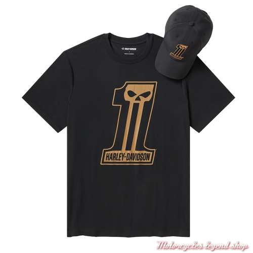 Ensemble t-shirt et casquette Dark Custom homme Harley-Davidson, noir, doré, coton, nylon, 96493-26VM