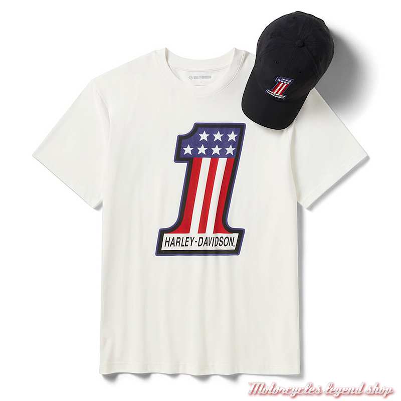 Ensemble t-shirt et casquette One homme Harley-Davidson, blanc, noir, coton, nylon, 96495-26VM