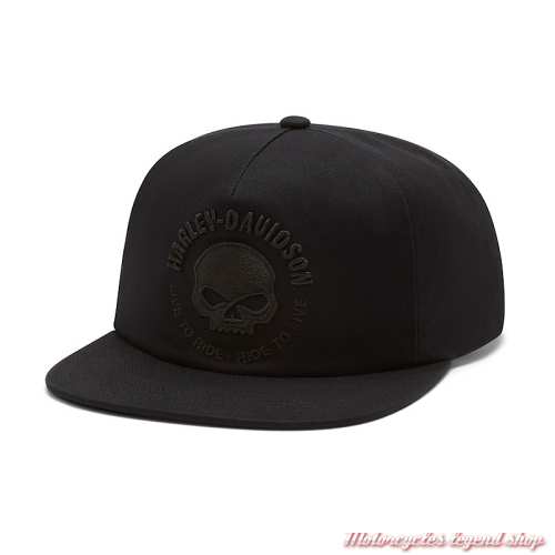 Casquette Skull black Harley-Davidson homme, noir, coton, visiere plate, 97683-26VM 