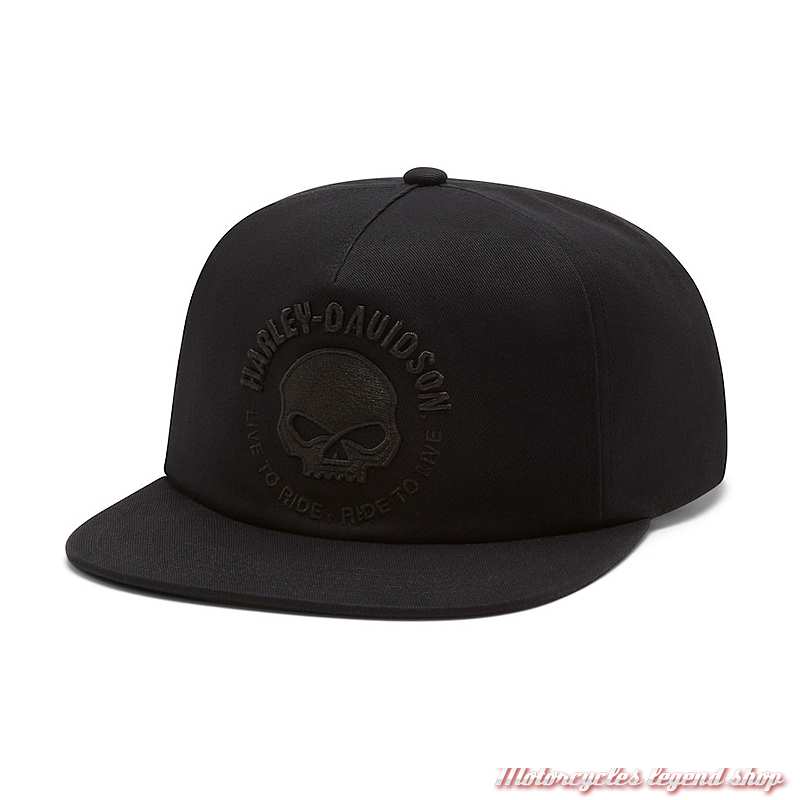 Casquette Skull black Harley-Davidson homme, noir, coton, visiere plate, 97683-26VM 