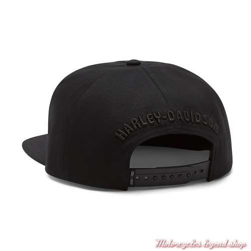 Casquette Skull black Harley-Davidson homme, noir, coton, visiere plate, arriere reglable, 97683-26VM 