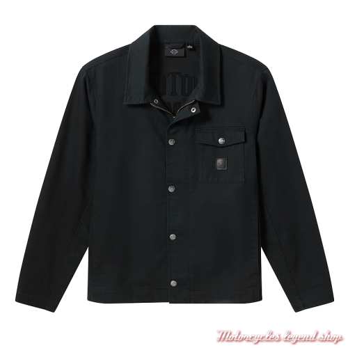 Surchemise American Classic Harley-Davidson homme, noire, zip et pression, coton lourd, 96531-26VM