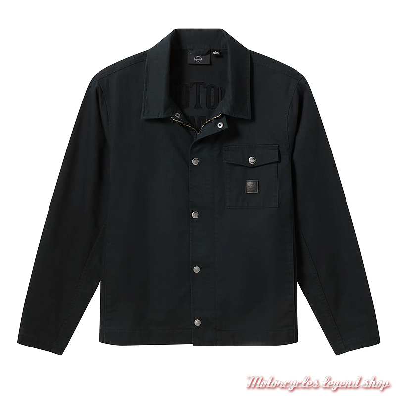 Surchemise American Classic Harley-Davidson homme, noire, zip et pression, coton lourd, 96531-26VM