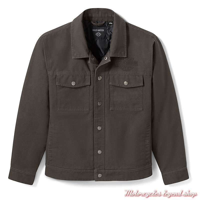 Veste textile Heritage Mechanics Harley-Davidson homme, coton, kaki, intérieur matelassé, 97416-26VM