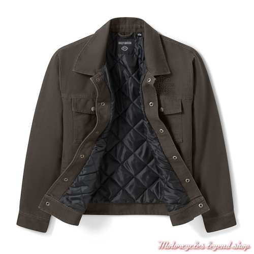 Veste textile Heritage Mechanics Harley-Davidson homme, coton, kaki, intérieur matelassé, doublure, 97416-26VM