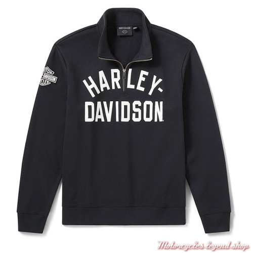 Sweatshirt Essential 1/4 Zip Harley-Davidson homme, noir, coton, polyester, 96421-26VM