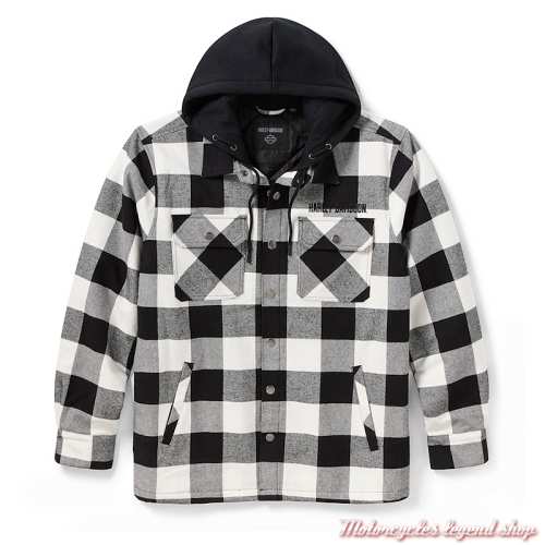 Surchemise à carreaux blanc et noir Harley-Davidson homme