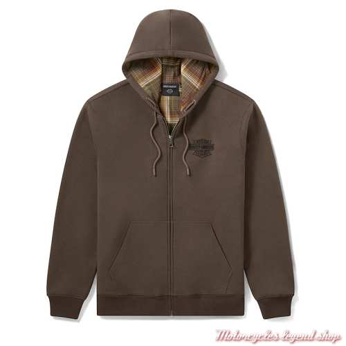 Sweatshirt zippé à capuche American Classic, intérieur plaid, coton, poly, 96430-26VM