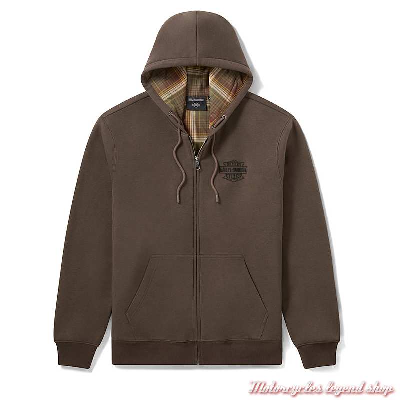 Sweatshirt zippé à capuche American Classic, intérieur plaid, coton, poly, 96430-26VM