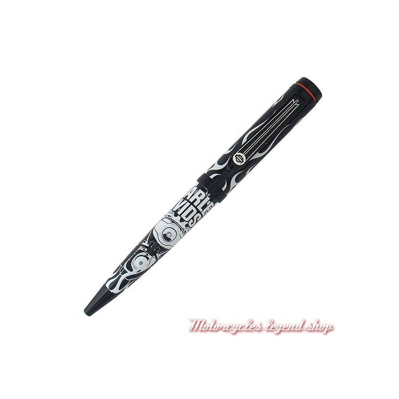 Stylo Retro 1951 Full Throttle Midnight Light, à bille, noir et blanc, phosphorescent, Harley-Davidson HDBP-1903