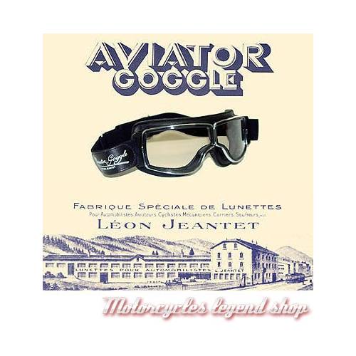 Lunettes &quot;Aviator Goggle&quot; mixte, marron vieilli, oculaire fumé, large elastique réglable, Leon Jeantet T2MVDB