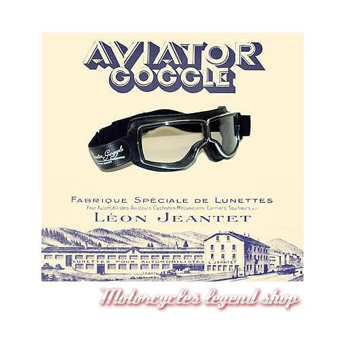 Lunettes &quot;Aviator Goggle&quot; mixte, marron vieilli, oculaire incolore, large elastique réglable, Leon Jeantet T2MVDI