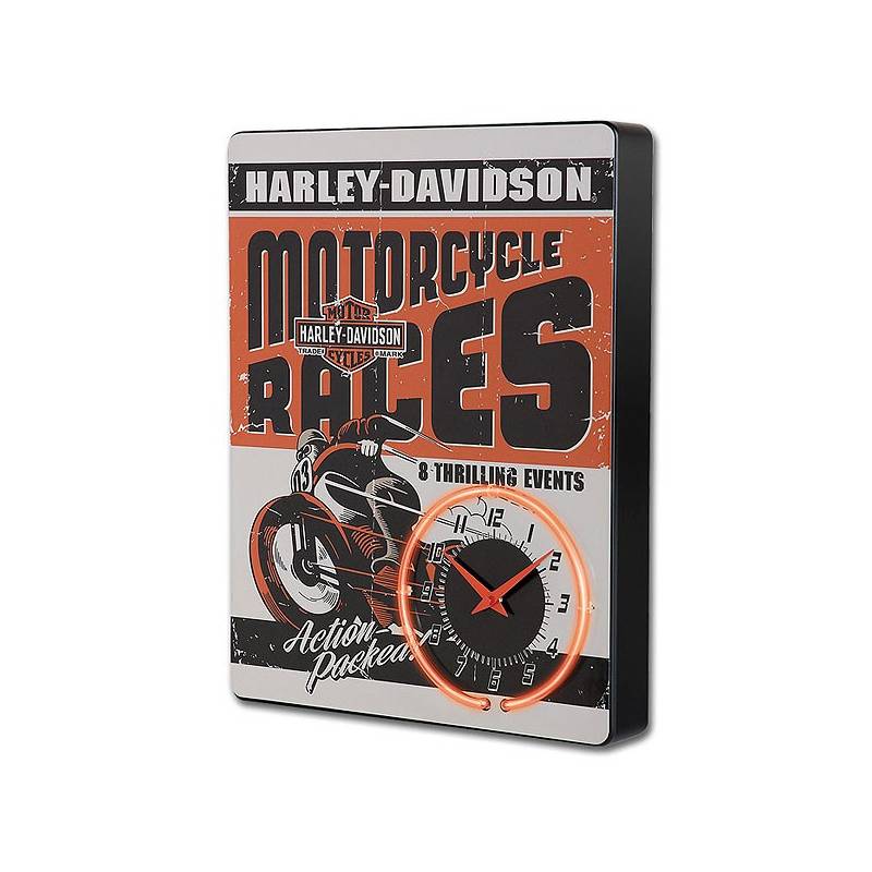 Horloge Néon rouge Race Day, sur panneau pub, Harley-Davidson HDL-16627B