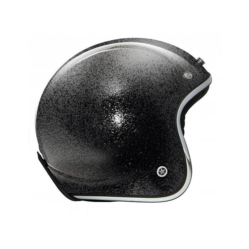 Casque jet Carbon Legend flake noir, intérieur alcantara, GPA 37009