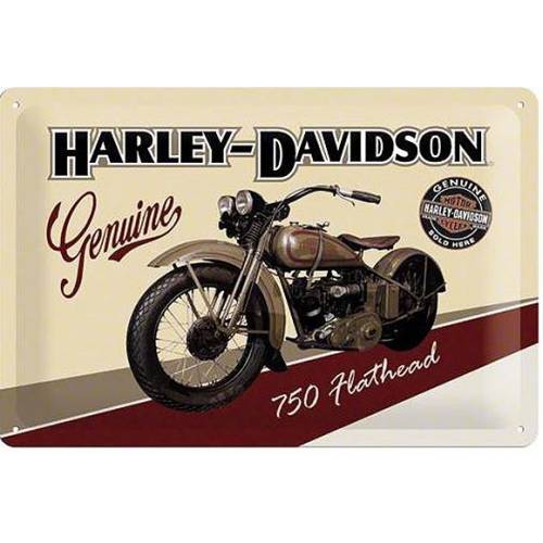 Plaque métal Harley-Davidson Genuine, rétro, 750 Flathead, 22137