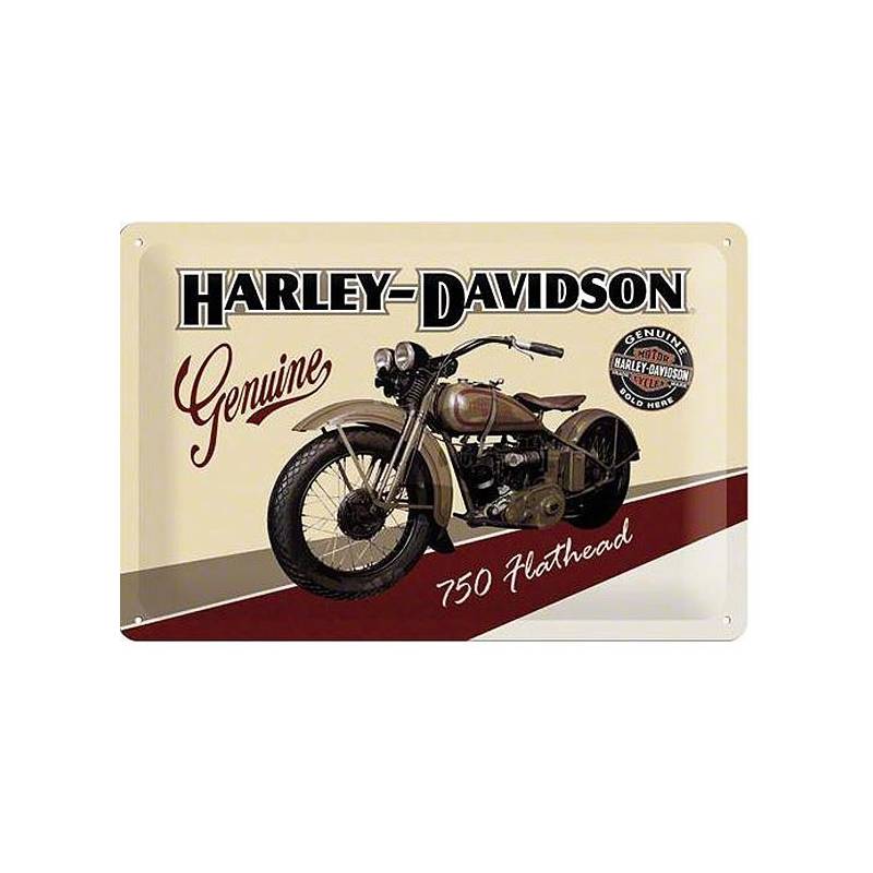 Plaque métal Harley-Davidson Genuine, rétro, 750 Flathead, 22137
