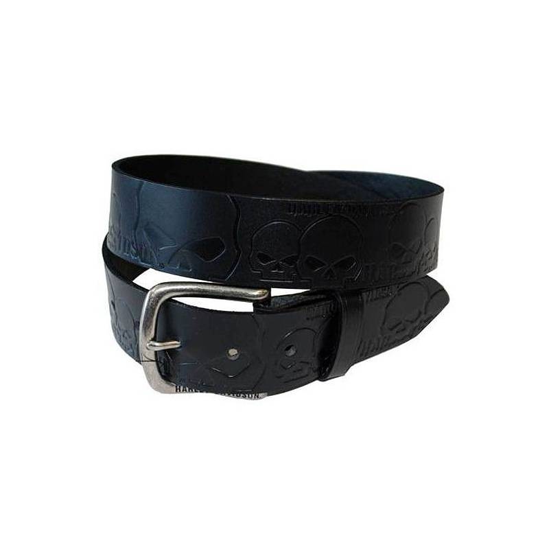 Ceinture Muscle Up homme, cuir noir, skull Willie G., boucle amovible, Harley-Davidson HDMBT10614