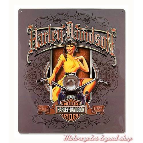 Plaque métal H-D Old Scroll Babe, Pin'up, rétro, Harley-Davidson 2010591