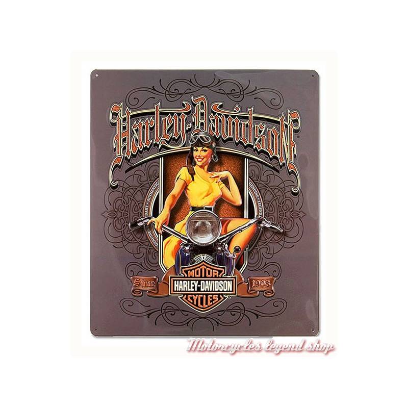 Plaque métal H-D Old Scroll Babe, Pin'up, rétro, Harley-Davidson 2010591