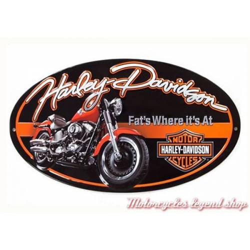 Plaque métal H-D Fat Boy Oval, rétro, Harley-Davidson 2010941