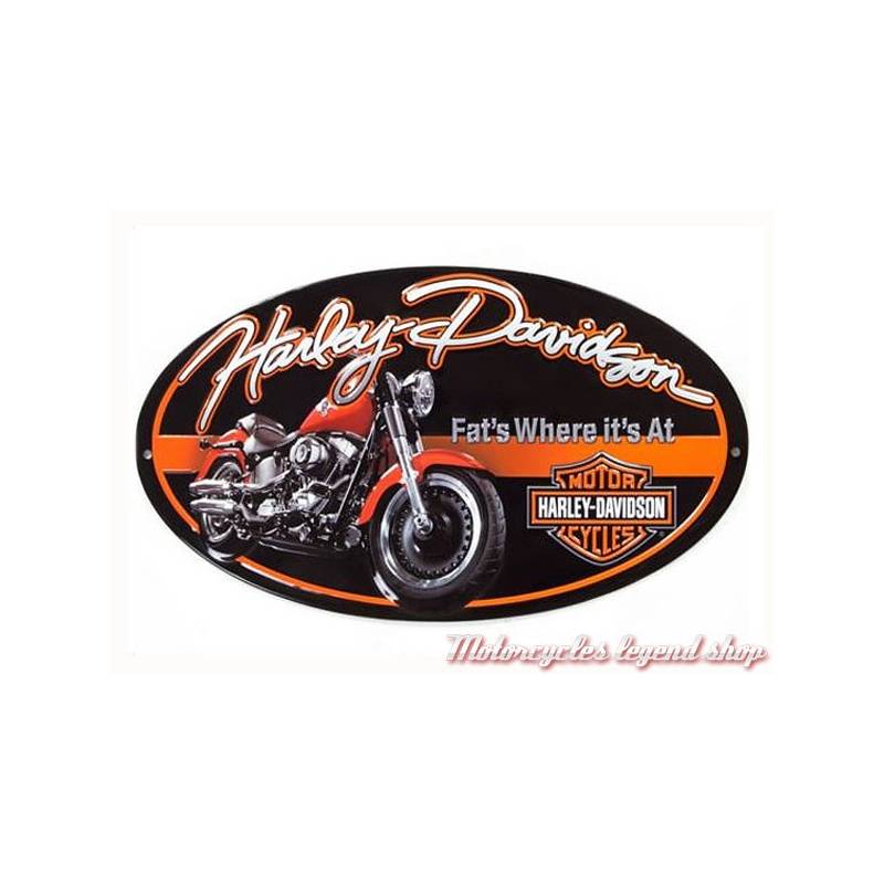 Plaque métal H-D Fat Boy Oval, rétro, Harley-Davidson 2010941