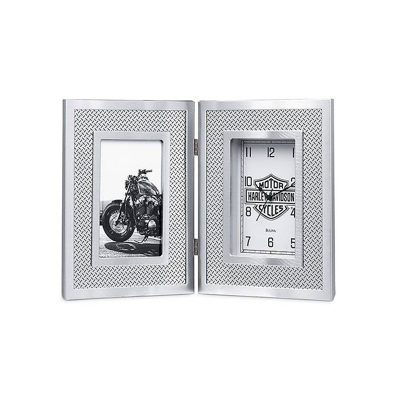 Horloge & cadre photo Bar & Shield, métallique, 2 ventaux, Harley-Davidson 96827-15V
