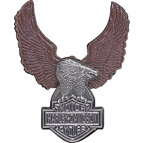 Pin's Upwing Eagle, métal antique et faux cuir, relief, Harley-Davidson P328392