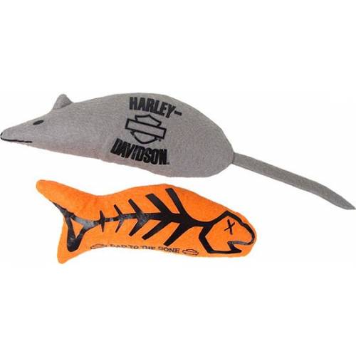 2 Jouets pour chat, poisson et souris, noir et orange, Harley-Davidson H8100