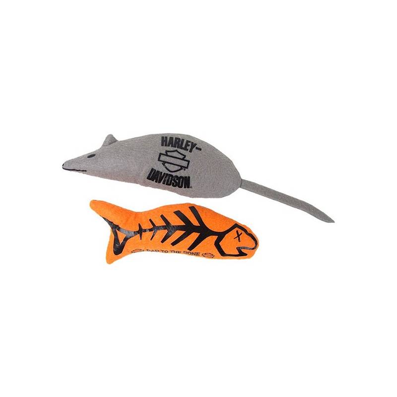 2 Jouets pour chat, poisson et souris, noir et orange, Harley-Davidson H8100