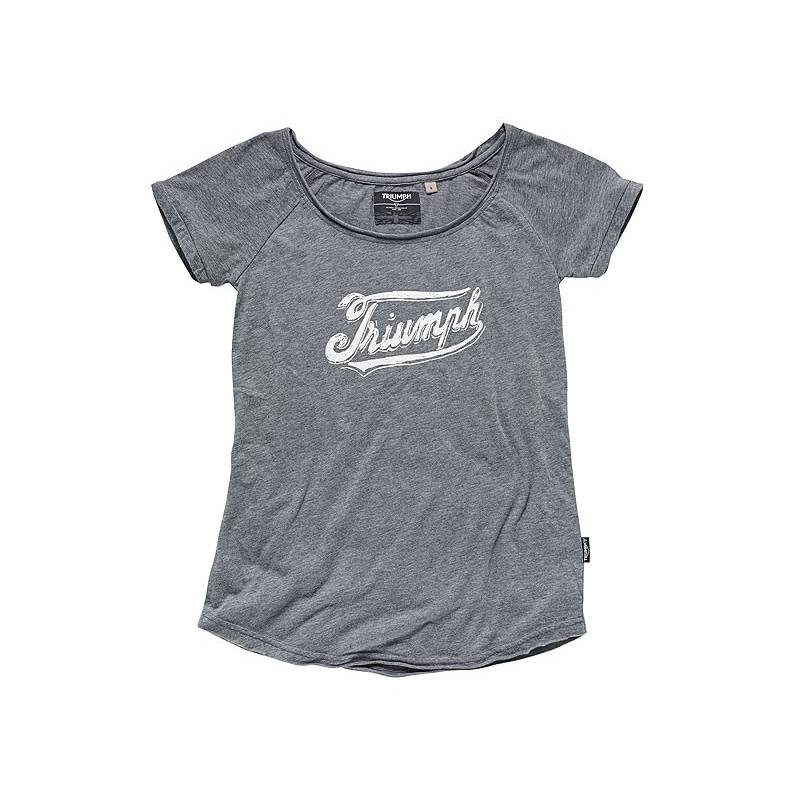 Tee-shirt Tula femme, gris, évasé, col rond échancré, manches courtes, Triumph MTSS15088