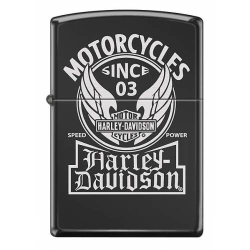 Zippo essence Harley-Davidson Ebony, métal noir, Bar & Shield ailé, 60000709
