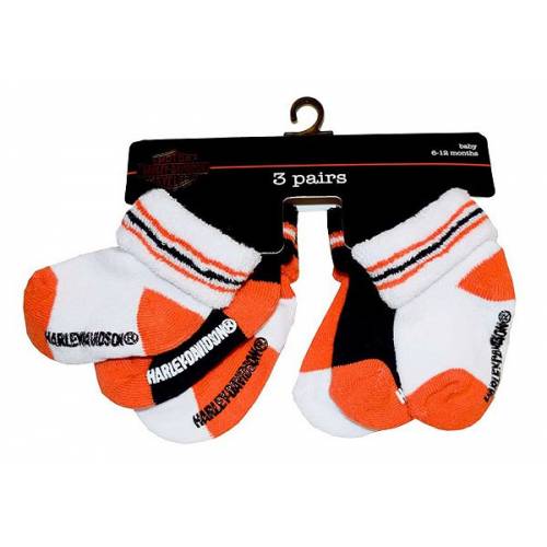 Chaussettes bébé garçon, 6-12 mois, coton, orange, blanc, noir, Harley-Davidson S9ABI63HD