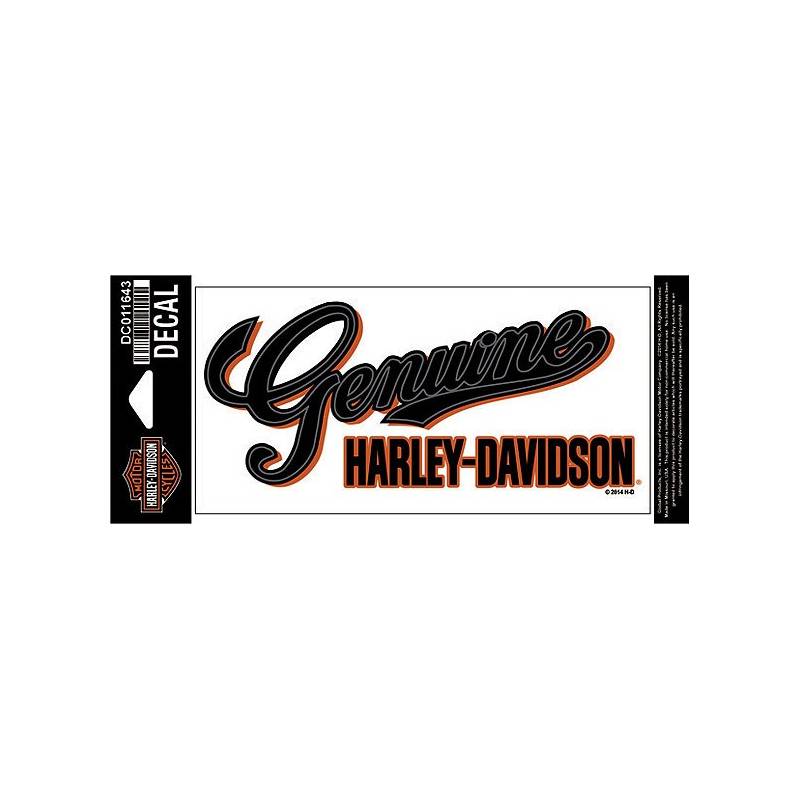 Sticker Genuine Script, noir, orange, Harley-Davidson DC011643