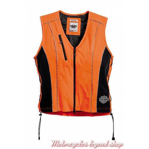 Gilet sans manche sécurité femme, nylon, orange et noir, 3M Scothlite, Harley-Davidson 98289-14VW 