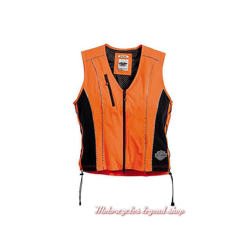 Gilet sans manche sécurité femme, nylon, orange et noir, 3M Scothlite, Harley-Davidson 98289-14VW 