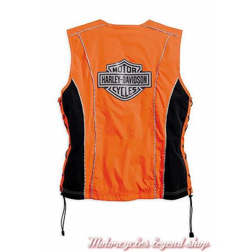 Gilet sans manche sécurité femme, nylon, orange et noir, 3M Scothlite, Harley-Davidson 98289-14VW