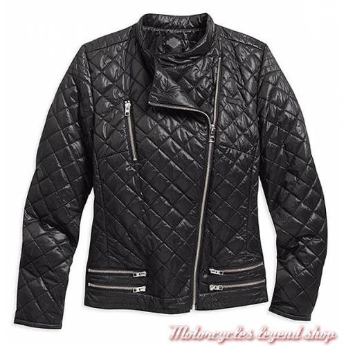 Veste zippée Biker Black Label, femme, matelassée, noir, nylon, Harley-Davidson 97565-16VW 