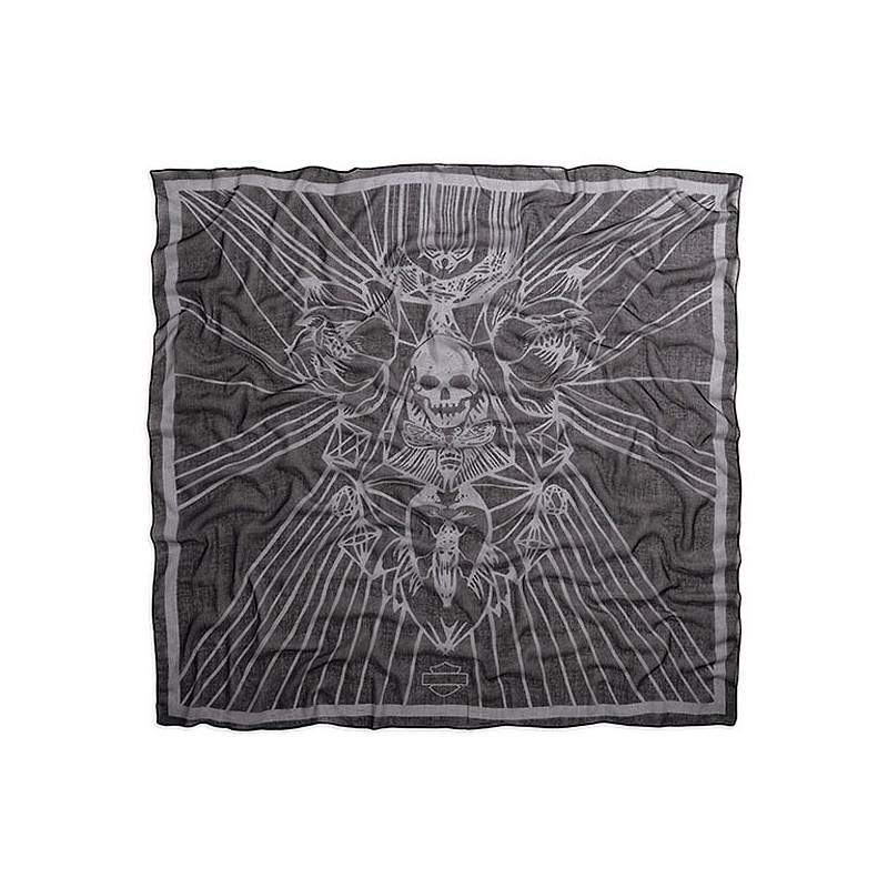 Foulard Floral Skull Black Label femme, skull, polyester, noir, gris, Harley-Davidson 97885-16VW