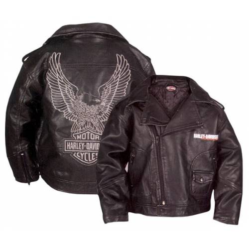 Perfecto simili cuir enfant, noir, aigle, Harley-Davidson