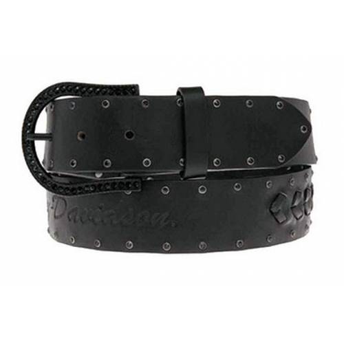 Ceinture Darkside femme, cuir noir, lacet, pierres noires, Harley-Davidson HDWBT10917